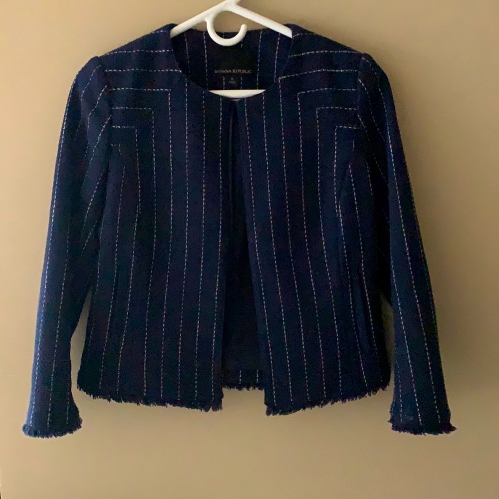 Banana Republic Navy 3/4 Sleeve Blazer